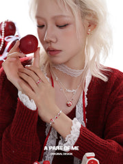 Merry Christmas S925 Platinum-Plated Red Snow Apple Drop Earrings™