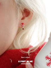Merry Christmas S925 Platinum-Plated Snow Apple Stud Earrings™