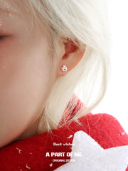 Merry Christmas S925 Platinum-Plated Snow Apple Stud Earrings™