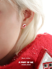 Merry Christmas S925 Platinum-Plated Snow Apple Stud Earrings™