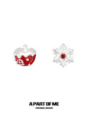 Merry Christmas S925 Platinum-Plated Snow Apple Stud Earrings™