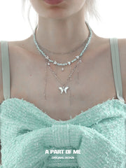 Mint Lagoon 18K Platinum Plating Beads Butterfly Pendant Chokers Necklaces™