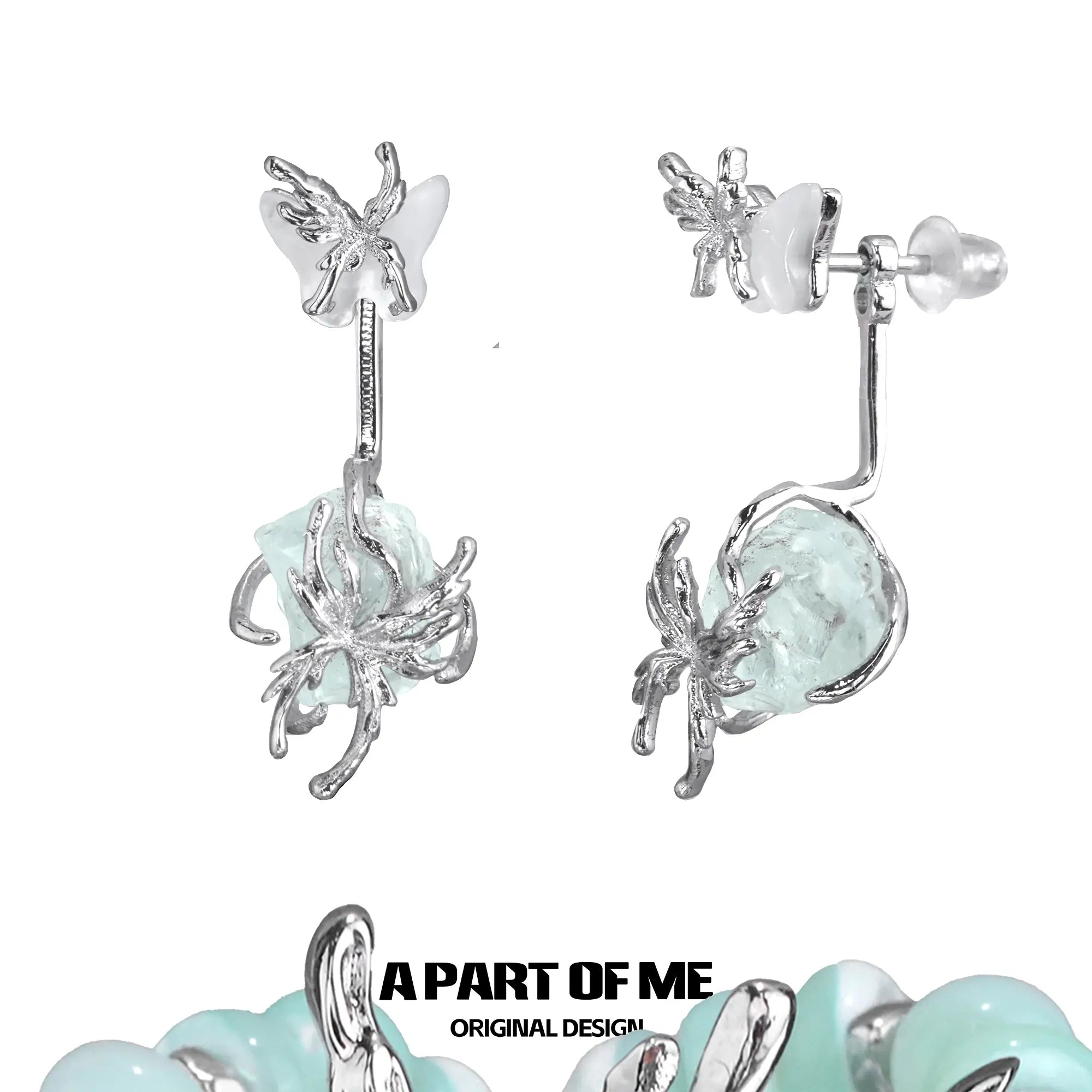 Mint Lagoon 18K Platinum Plating Butterfly Stud Earrings™