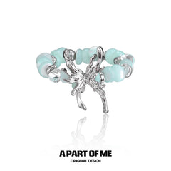Mint Lagoon S925 Sterling Silver Bead Butterfly Resizeable Rings™