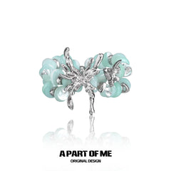Mint Lagoon S925 Sterling Silver Bead Butterfly Resizeable Rings™