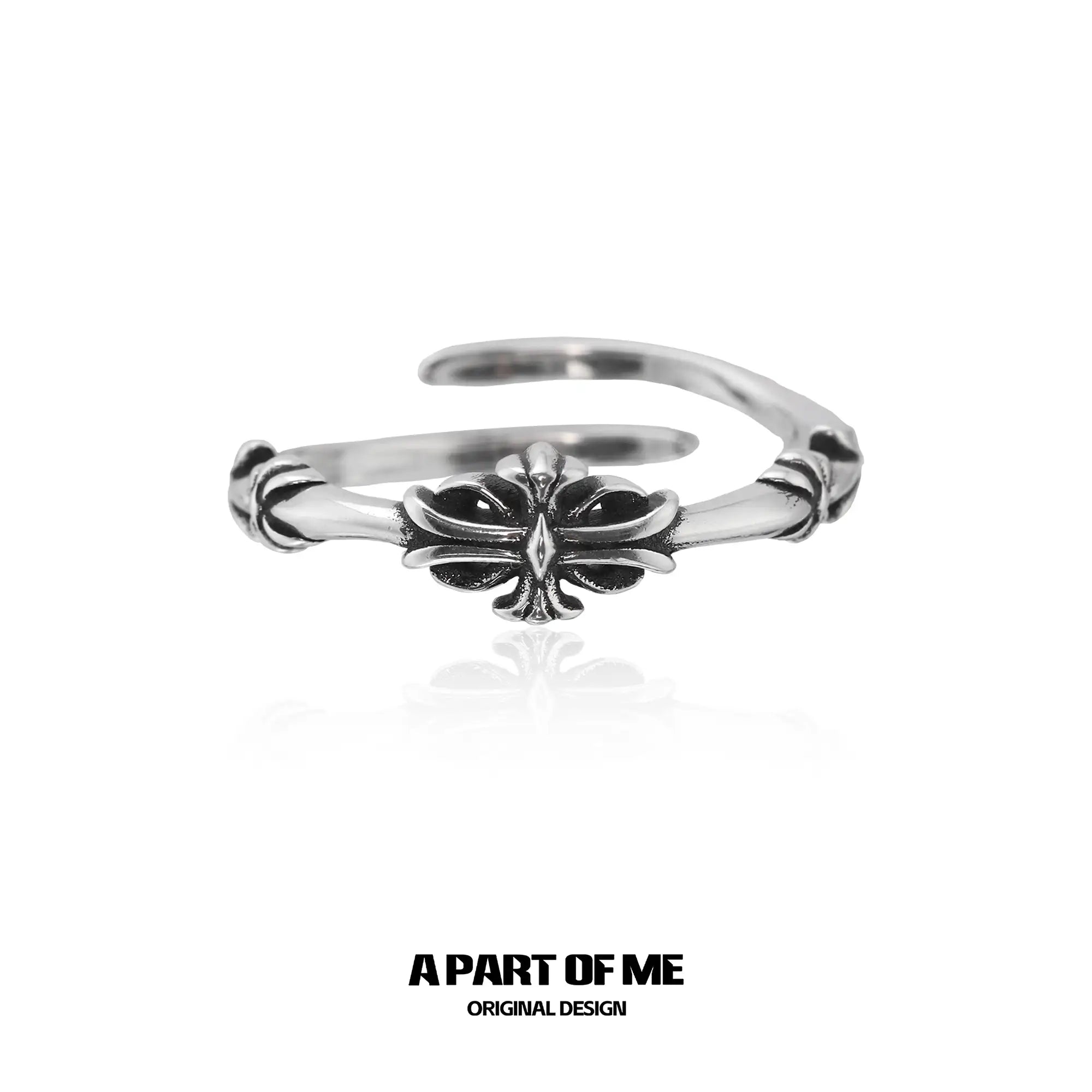 Original Vintage 925 Sterling Silver Iris Flower Adjustable Open Ring™