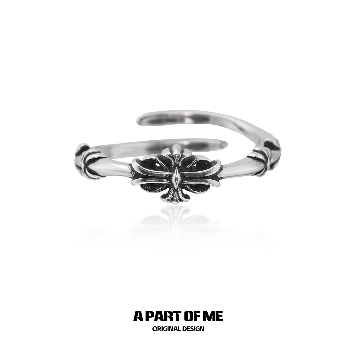 Original Vintage 925 Sterling Silver Iris Flower Adjustable Open Ring™