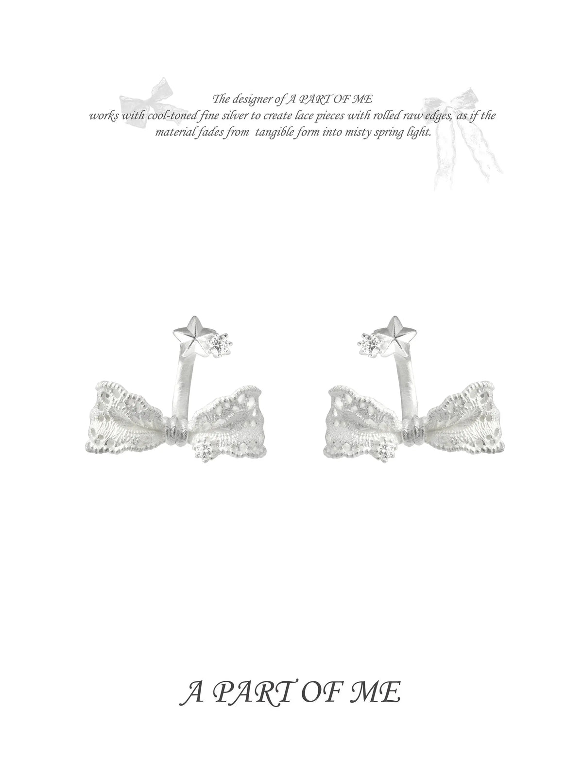 Rebellious Tenderness 925 Platinum Plating Luxury Lace Bow-Front Stud Earrings™