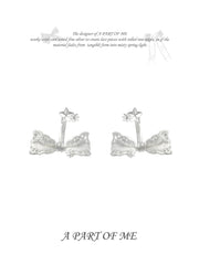 Rebellious Tenderness 925 Platinum Plating Luxury Lace Bow-Front Stud Earrings™