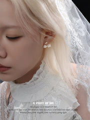 Rebellious Tenderness 925 Platinum Plating Luxury Lace Bow-Front Stud Earrings™