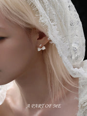 Rebellious Tenderness 925 Platinum Plating Luxury Lace Bow-Front Stud Earrings™