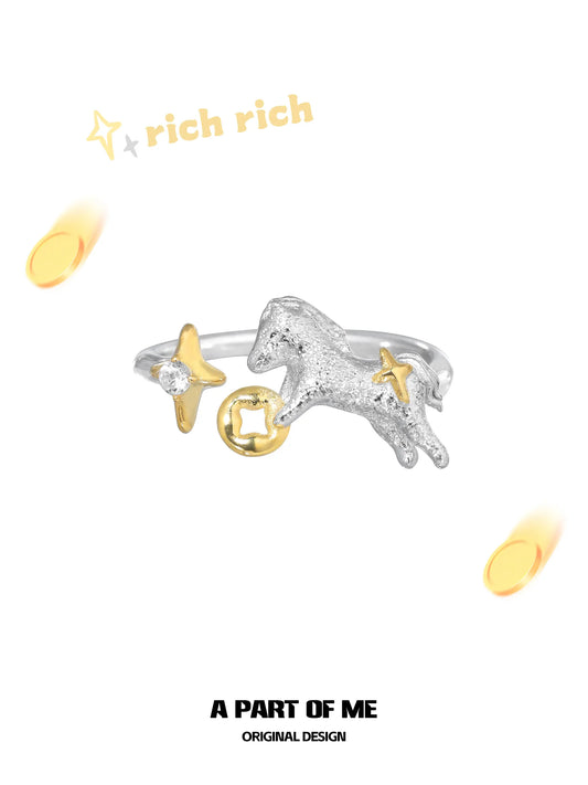 Rich Horse 925 Sterling Silver Adjustable Ring™