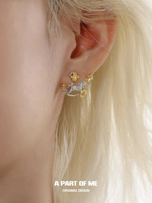 Rich Horse S925 18K Gold Plated Detachable Drop Earrings™