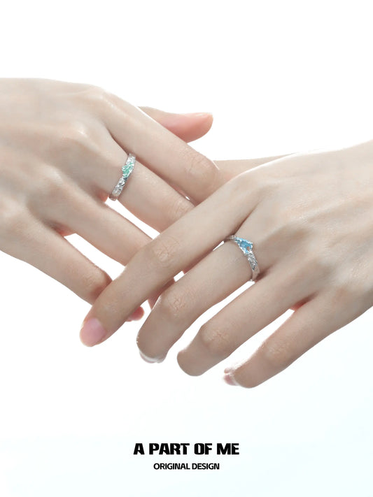 Siren's Song 925 Sterling Silver Mountain and Sea Adjustable Couple's Ring™