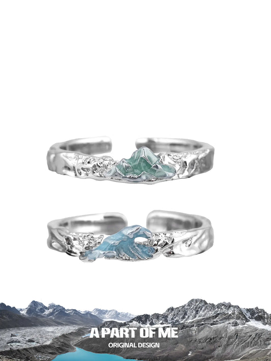 Siren's Song 925 Sterling Silver Mountain and Sea Adjustable Couple's Ring™