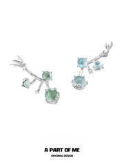 Siren's Song Colored Glass Beads 925 Platinum Plating Fish ＆ Bird Stud Earrings™