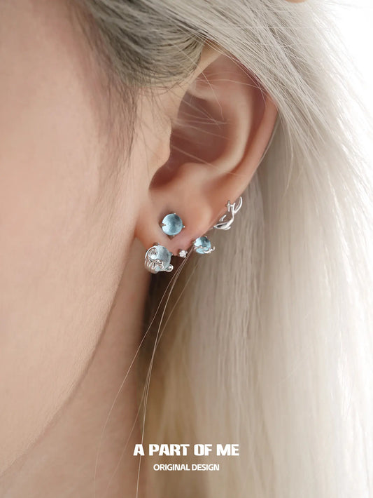 Siren's Song Colored Glass Beads 925 Platinum Plating Fish ＆ Bird Stud Earrings™