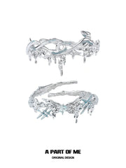 Slytherin House 18k Platinum Plating Ice Blue Snake ＆ Butterfly Arm Rings™