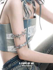 Slytherin House 18k Platinum Plating Ice Blue Snake ＆ Butterfly Arm Rings™