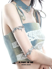 Slytherin House 18k Platinum Plating Ice Blue Snake ＆ Butterfly Arm Rings™
