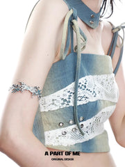 Slytherin House 18k Platinum Plating Ice Blue Snake ＆ Butterfly Arm Rings™