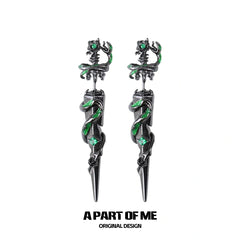 Slytherin House S925 18k Platinum Plating Snake Piercing Sword Stud Earrings™