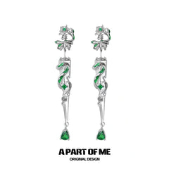 Slytherin House S925 18k Platinum Plating Snake Piercing Sword Stud Earrings™
