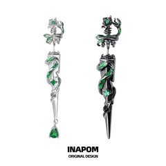 Slytherin House S925 18k Platinum Plating Snake Piercing Sword Stud Earrings™