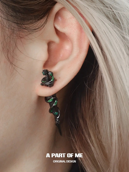 Slytherin House S925 18k Platinum Plating Snake Piercing Sword Stud Earrings™