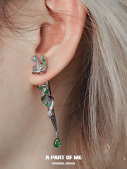 Slytherin House S925 18k Platinum Plating Snake Piercing Sword Stud Earrings™