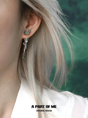Slytherin House S925 18k Platinum Plating Snake Piercing Sword Stud Earrings™