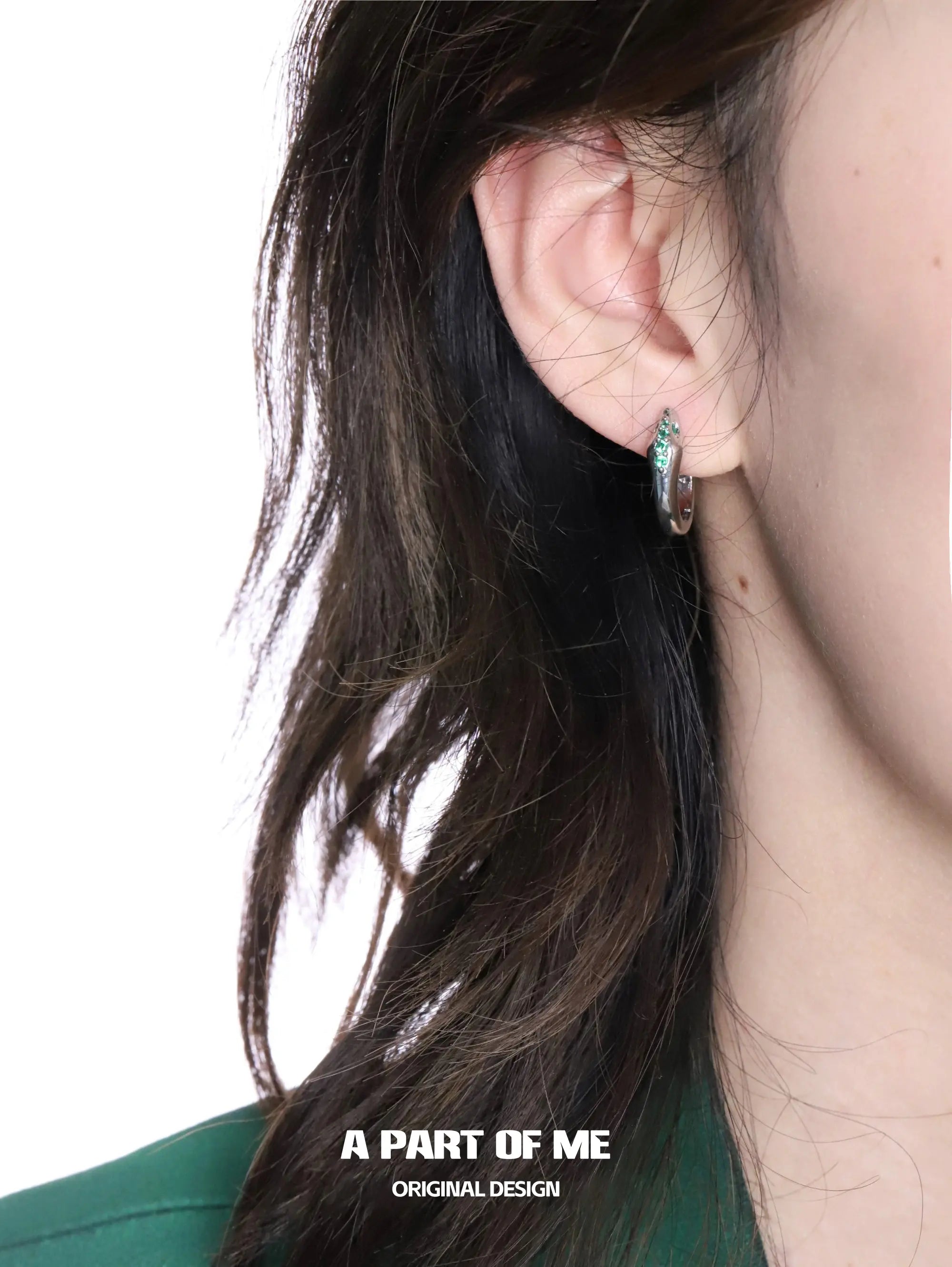 Slytherin House S925 Sterling Silver Tiny Snake Earrings™