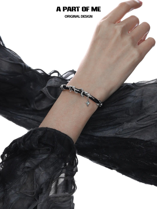 Snake's Grasp Zircon 18K Platinum Plated Adjustable Leather Open Bangle Bracelet™
