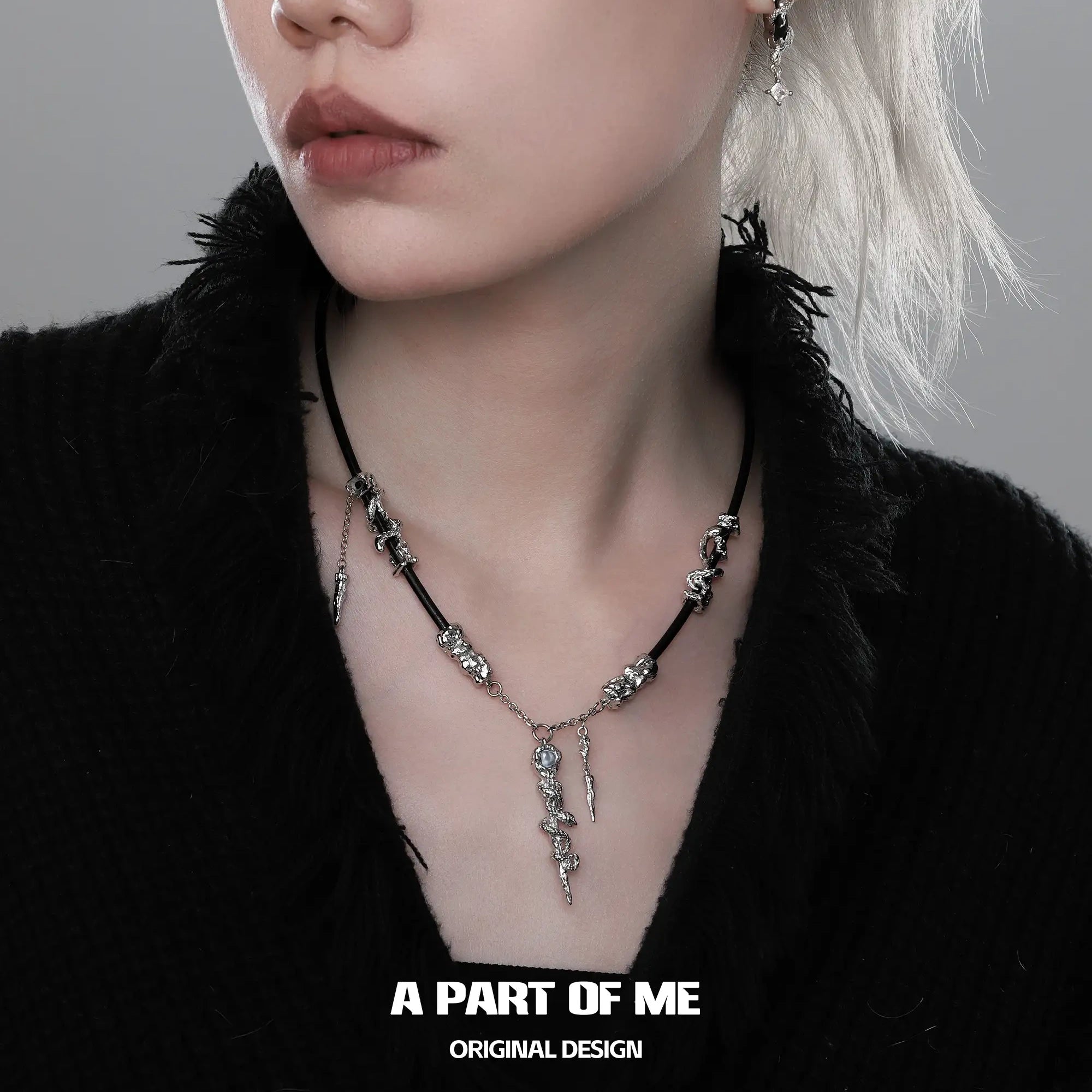 Snake's Grasp Zircon 18K Platinum Plated Pendant Leather Necklace™