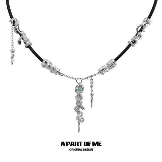 Snake's Grasp Zircon 18K Platinum Plated Pendant Leather Necklace™