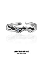 Snake's Grasp Zircon 925 Sterling Silver Adjustable Leather Open Ring™