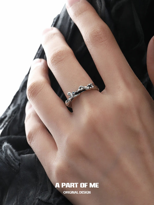 Snake's Grasp Zircon 925 Sterling Silver Adjustable Leather Open Ring™
