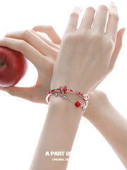 Summer Fruity 18K Platinum Plated "An Apple A Day" Red Apple Bracelet Bangle™