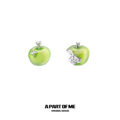 Summer Fruity 18K Platinum Plated Apple Planet Stud Earrings™