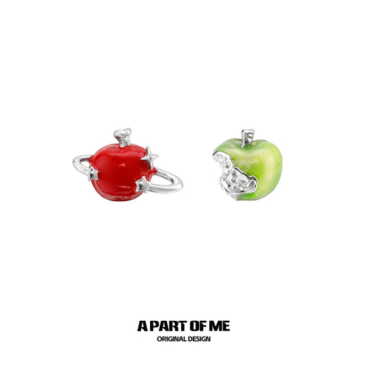 Summer Fruity 18K Platinum Plated Apple Planet Stud Earrings™