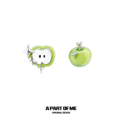 Summer Fruity 18K Platinum Plated Apple Planet Stud Earrings™
