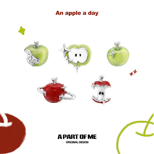 Summer Fruity 18K Platinum Plated Apple Planet Stud Earrings™