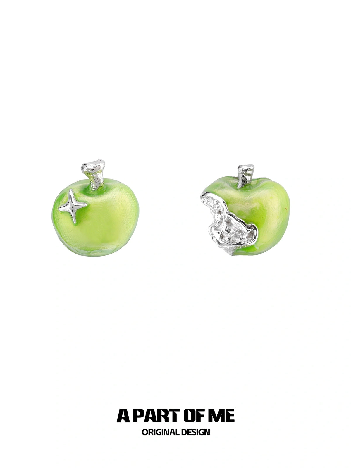 Summer Fruity 18Kプラチナメッキ アップルプラネットスタッドピアス™