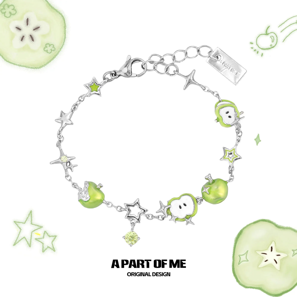 Summer Fruity 18K Platinum Plated Green Apple Bracelet™