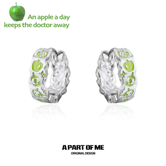 Summer Fruity 18K Platinum Plated Hand-Painted Resin Apple Earrings™