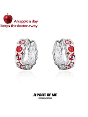 Summer Fruity 18K Platinum Plated Hand-Painted Resin Apple Earrings™
