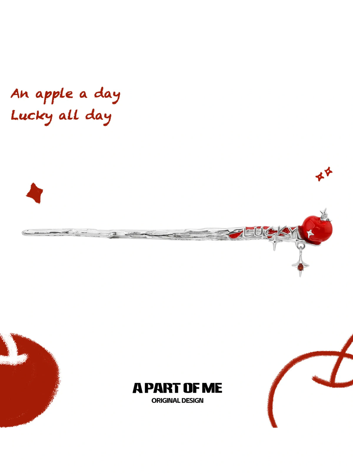 Summer Fruity 18K Platinum Plated Lucky Apple Hairpin Hair Stick™