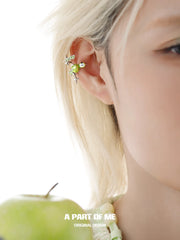 Summer Fruity 18K Platinum Plated Lucky Green Apple Earclips Ear Clips™