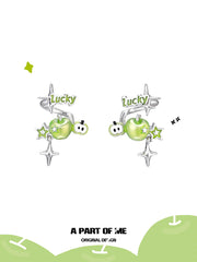 Summer Fruity 18K Platinum Plated Lucky Green Apple Earclips Ear Clips™