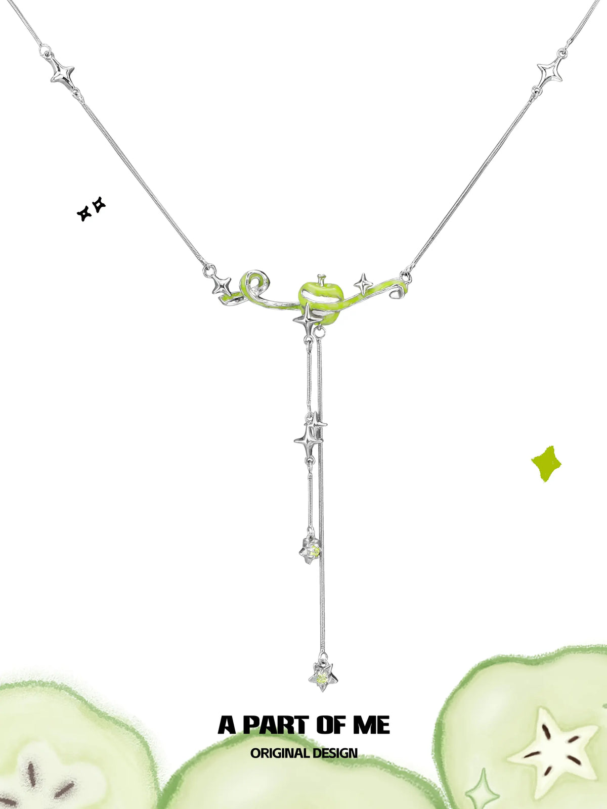 Summer Fruity 18K Platinum Plated Lucky Green Apple Necklace™